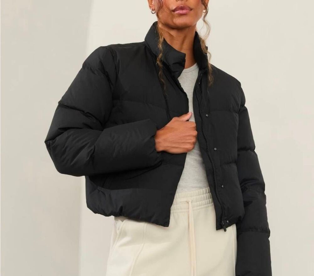 Athleta Summit Cropped Black Puffer Jacket Size XL